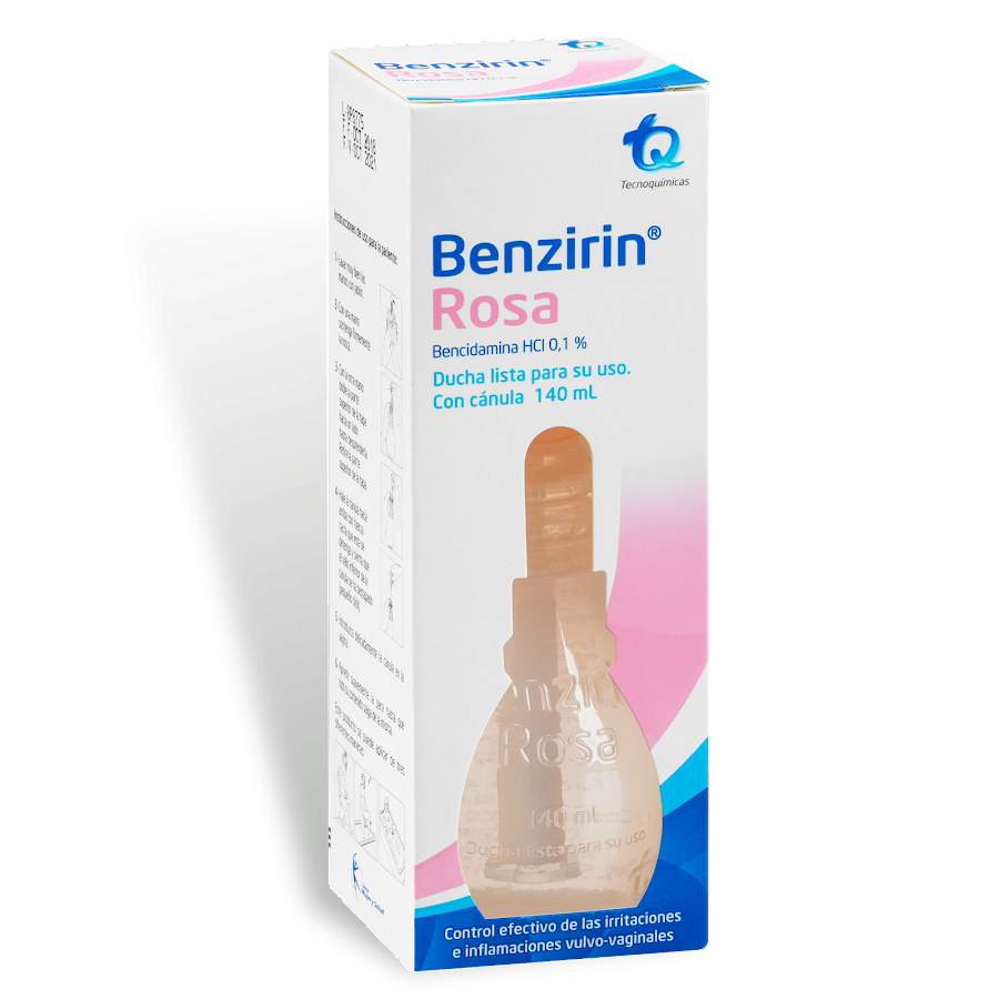 Benzirin Rosa 0.1% Ducha con Cánula Frasco x140ml TQ  Bencidamina HCI