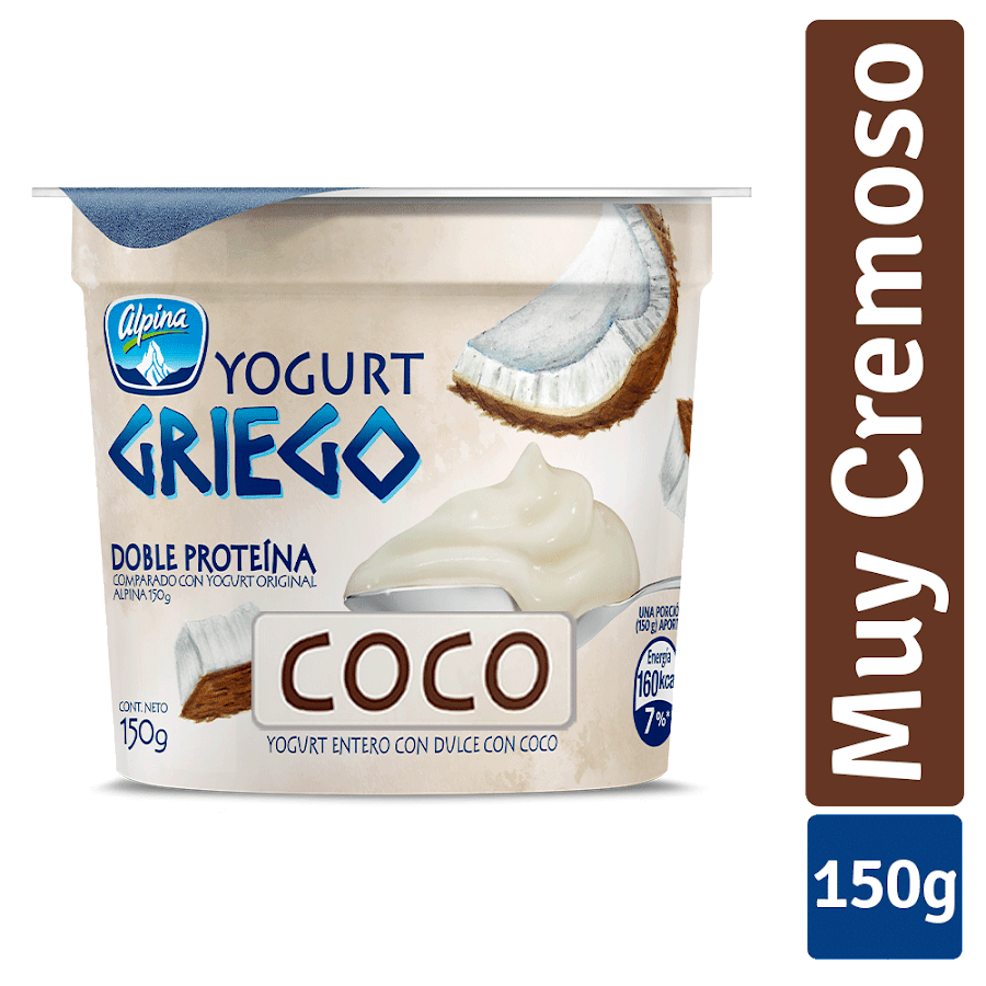 Yogurt Alpina Griego Mezclado Sabor a Coco x 150Gr