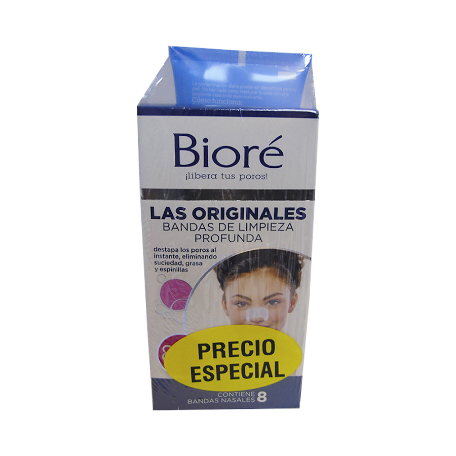 $off Bandas BIORE De Limpieza Profunda x 8 unds +Mascarilla Biore dtox110gr  x 1Und