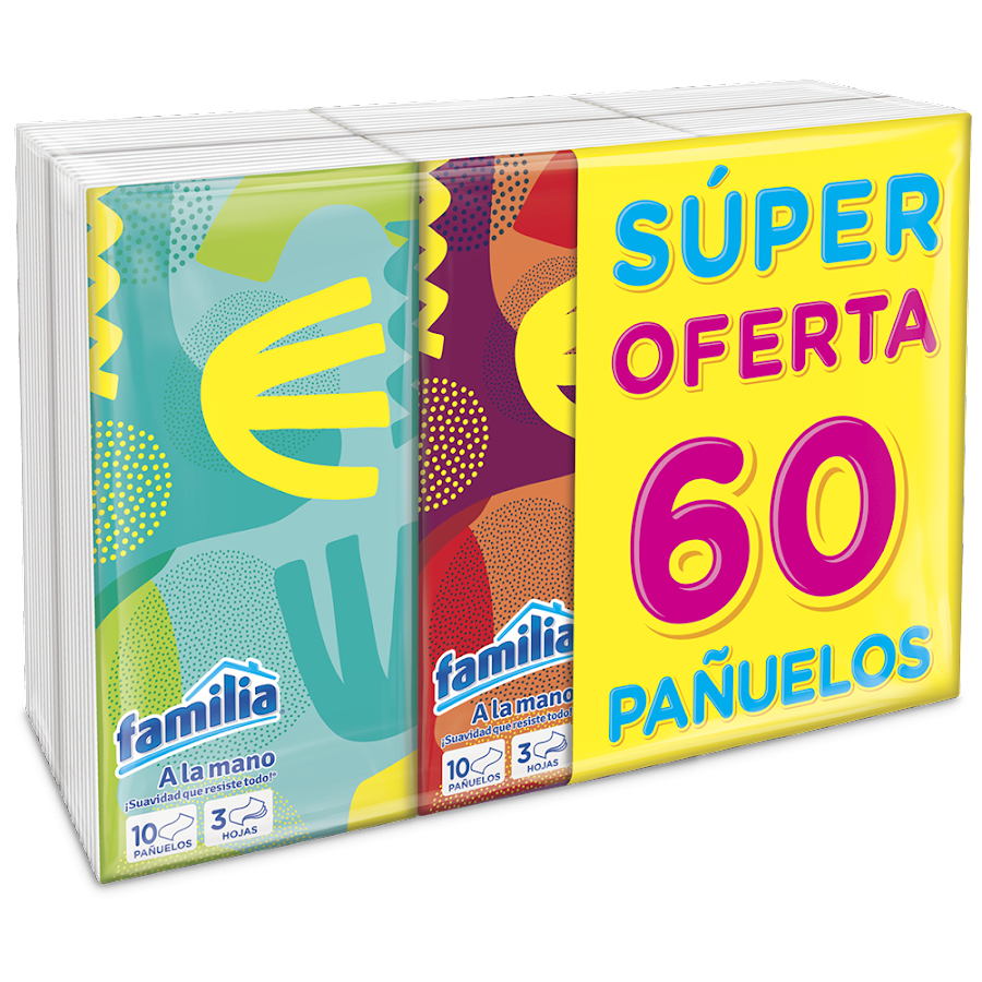Oferta Pañuelos FAMILIA Pague 40 Lleve 60 x60Und.