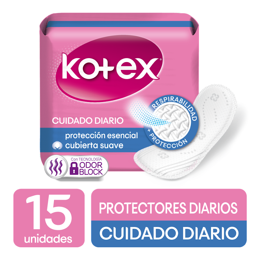 Protector KOTEX Normal pH Balanceado Duo Ajustable x15Und