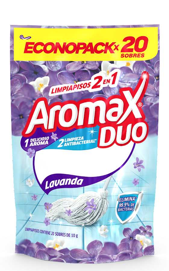 Limpiador de Pisos Aromaxduo Lavanda DPK x 20 Sobres x 10G C/U