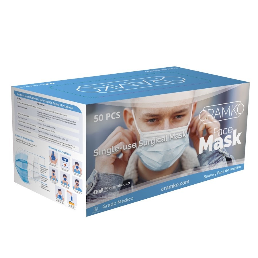 Tapabocas Termosellados Cramko Grado Medico Caja x 50Und