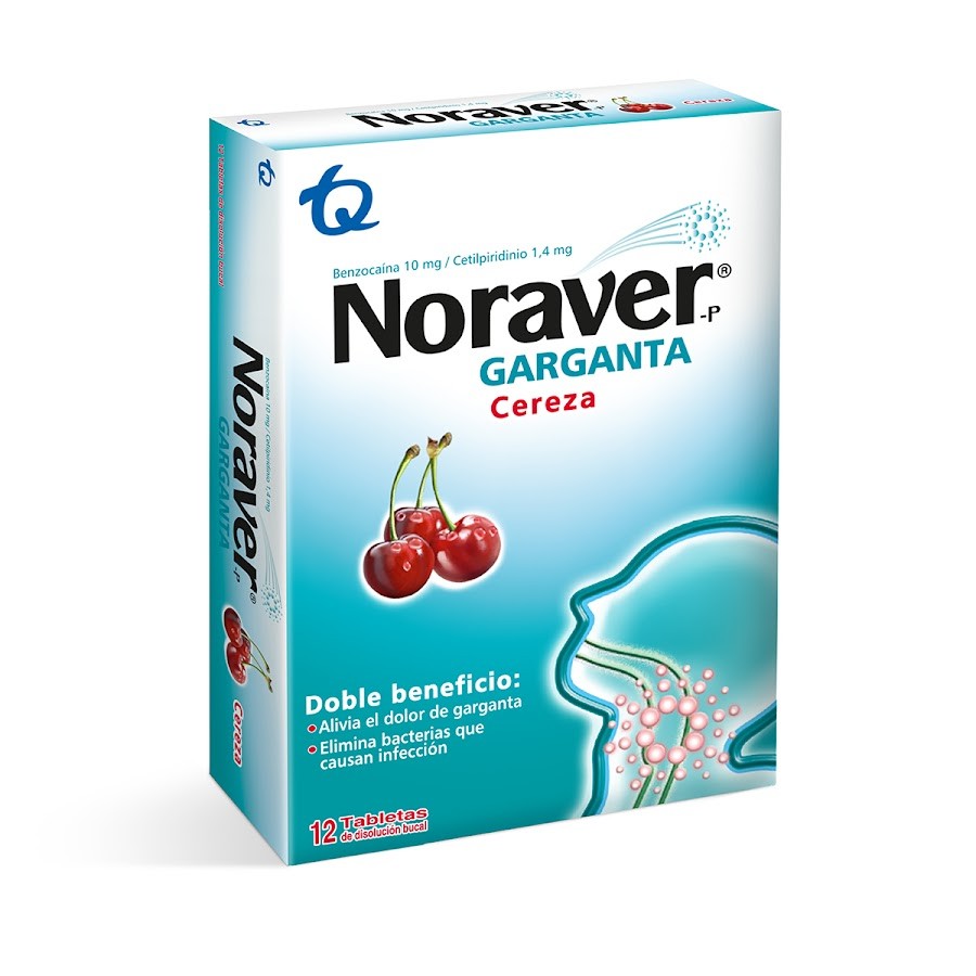Noraver Cz. 10/1.4mg Tab. Caja x12Tab. TQ Benzocaína Cetilpiridinio