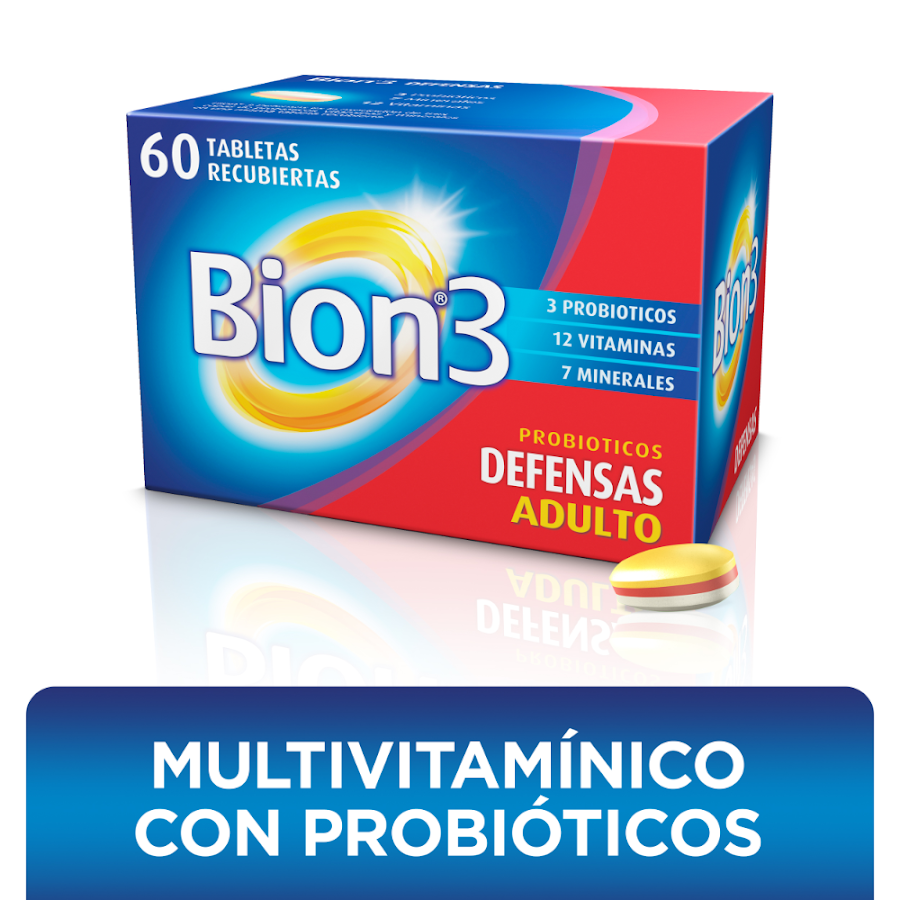 Bion3 Defensas Suplemento con Vitaminas, Minerales y Probióticos x 60 tab recubiertas