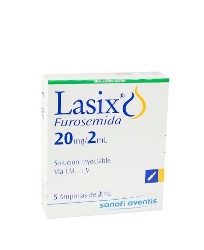 Lasix 20Mg  Ampolleta Caja X5Amp. Aventis Furosemida
