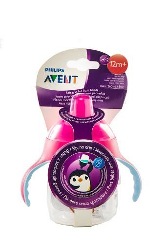 Vaso con boquilla Avent Antigoteo Rosado +12M 9OZ/260 ML X1Und