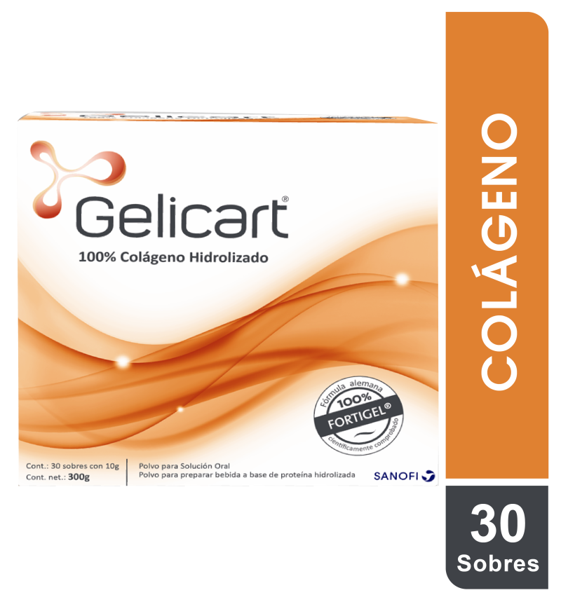 Gelicart Colágeno Hidrolizado Caja X30Sob.X300G.