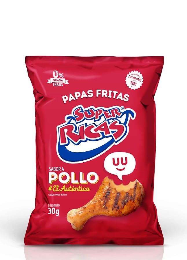 PASABOCAS SÚPER RICAS PAPAS FRITAS POLLO PAQUETE X30G.