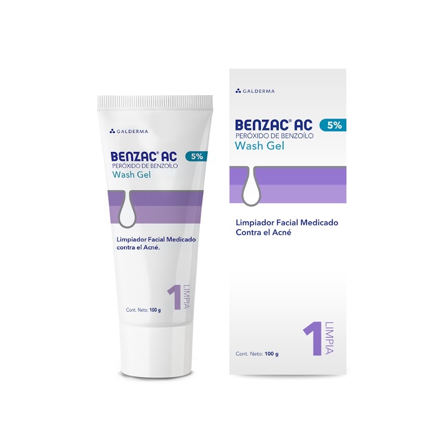 Gel Benzac AC Peroxido  de Benzoilo Limpiador Facial Contra el Acne, Galderma Tubo x 100Gr