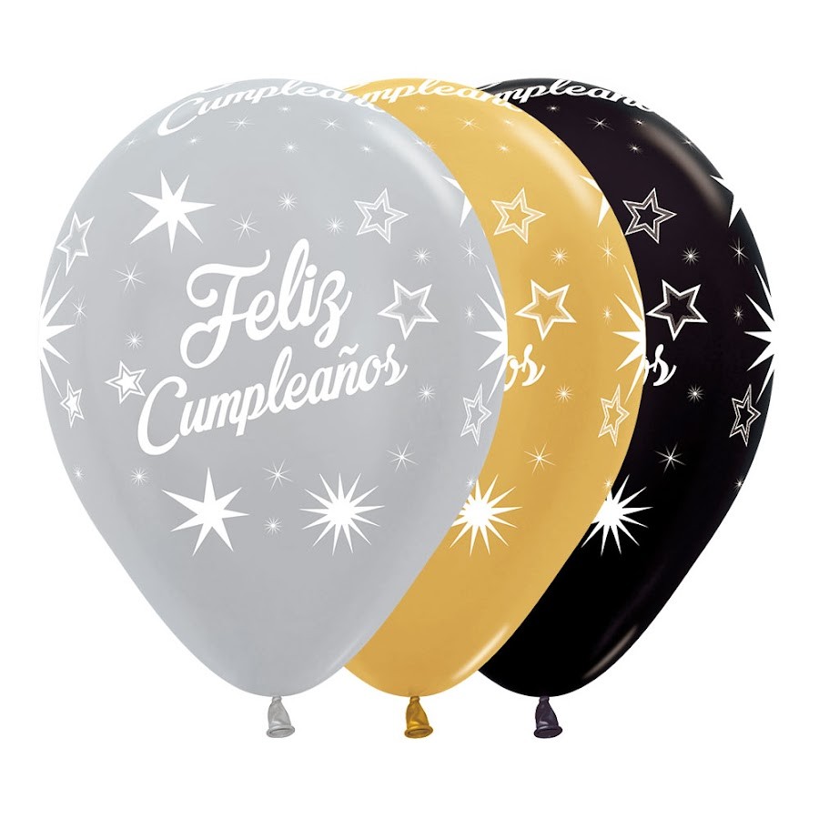 Globos Sempertex Feliz Cumpleaños Destellos x 12Und