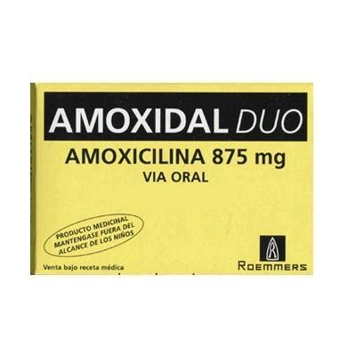Amoxidal Dúo 875mg. Comprimidos Caja x21Com. ROEMMERS Amoxicilina