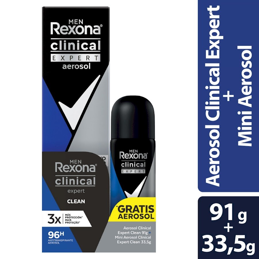 Oferta Desodorante Rexona Clinical Clean x 91gr + Mini Desodorante Rexona x 33.5gr