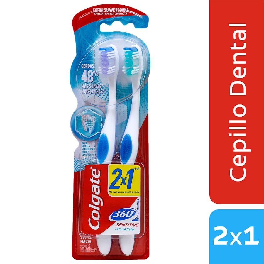 CEPILLO DENTAL COLGATE 360 SENSITIVE PRO-ALIVIO EXTRA SUAVE X2 UND