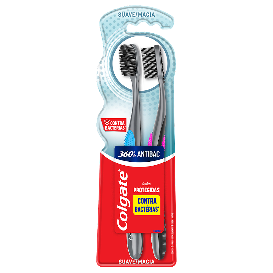 Cepillo Dental Colgate 360 Carbón Antibacterial x 2Und