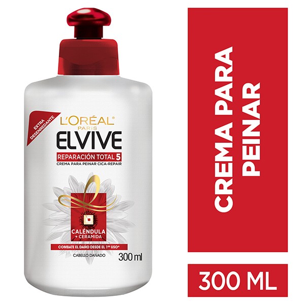 Crema para Peinar L´OREAL ELVIVE reparación total 5+ reparador x300ml