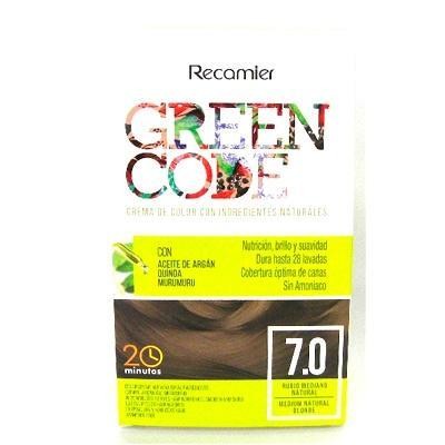 KIT TINTE RECAMIER GREEN CODE INGREDIENTES NAT. RUBIO MEDIANO#7.0X1UND