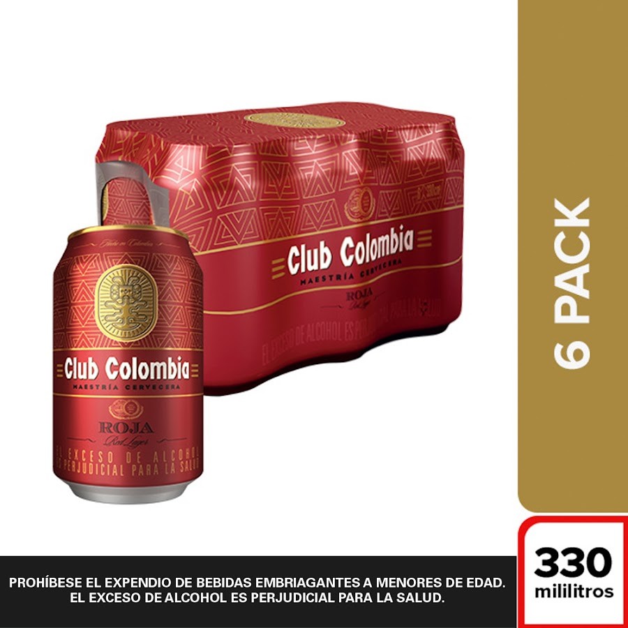 Cerveza Club Colombia Lata Roja Sixpack X330CC. X6UND