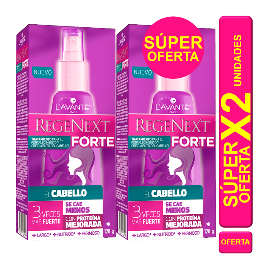 Oferta Tratamiento Capilar Regenext Forte L'avanté x 2Uni de 120Gr c/u