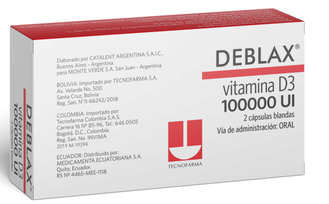 Deblax 100.000 U.I Colecalciferol Vitamina D3 x2 Capsulas Blandas Tecnofarma
