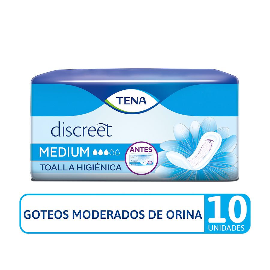 Toallas TENA Mujer Medium Goteos Frecuentes de Orina x10Und
