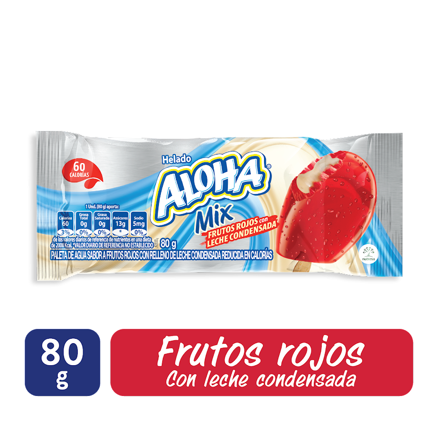Helado Crem Helado Aloha Frutos Rojos Mix Con Leche Condensada X80G.