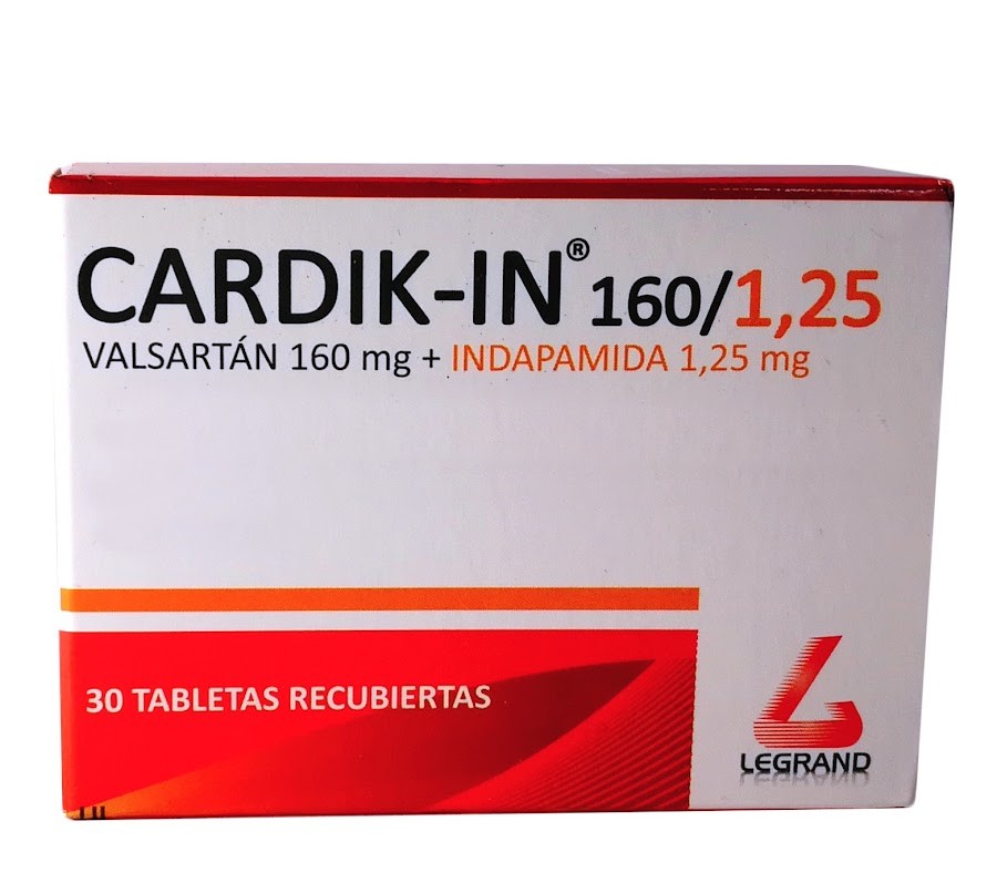 Cardik IN 160/1.25 mg x 30 tabletas Valsartan Indapamida