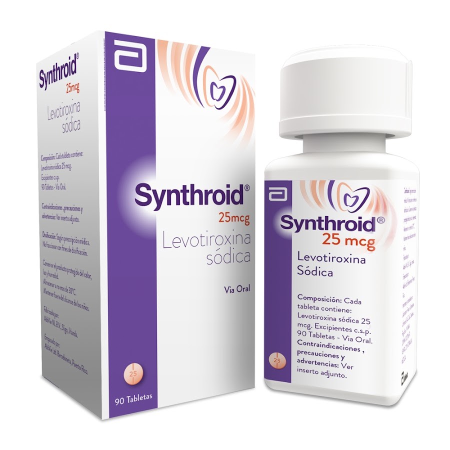 Synthroid Abbott Levotiroxina sodica 25Mcg Caja x 90Tab