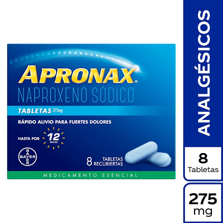 Apronax 275mg Tabletas Caja x8Tab. BAYER Naproxeno Sódico