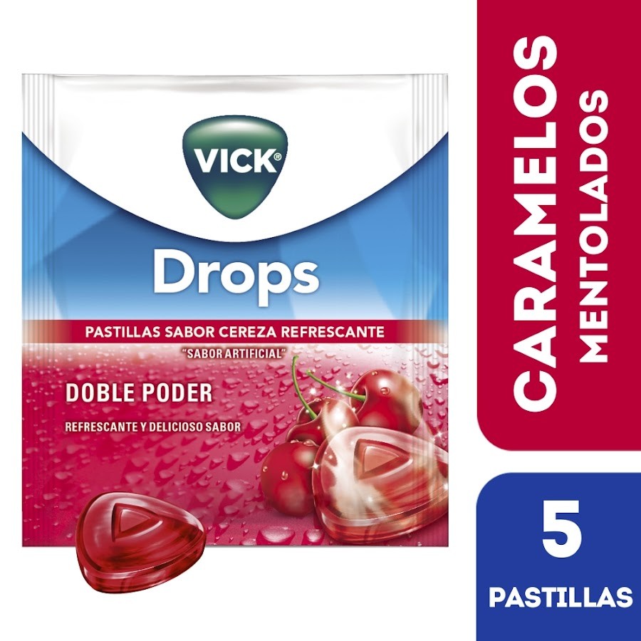 Drops Vick Cereza para Refrescar la Garganta 5 Pastillas