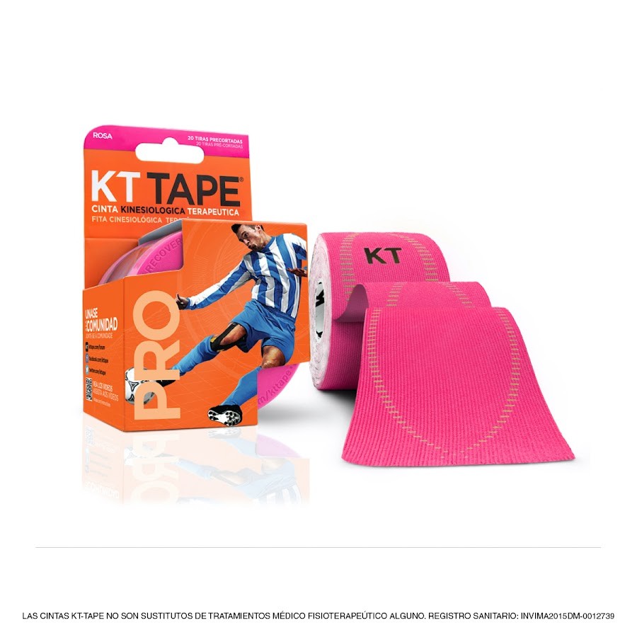 CINTA KT TAPE PRO DEPORTIVA ELÁSTICA SINTÉTICA ROSA PRE CORTADA X20TIR