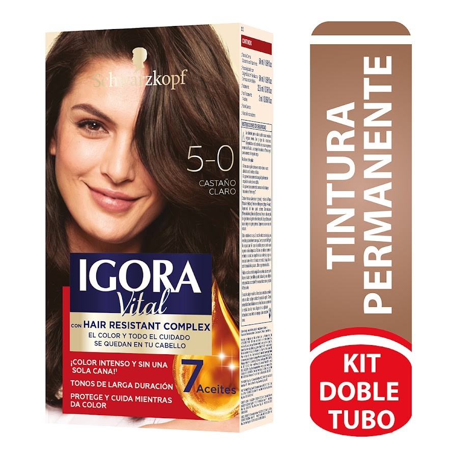 TINTE SCHWARZKOPF IGORA VITAL CASTAÑO CLARO N4/5-0 X50ML X2