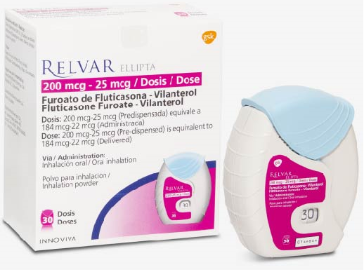 Relvar Ellipta 200/25MCG x 30 Dosis Furoato de Fluticasona Vilanterol