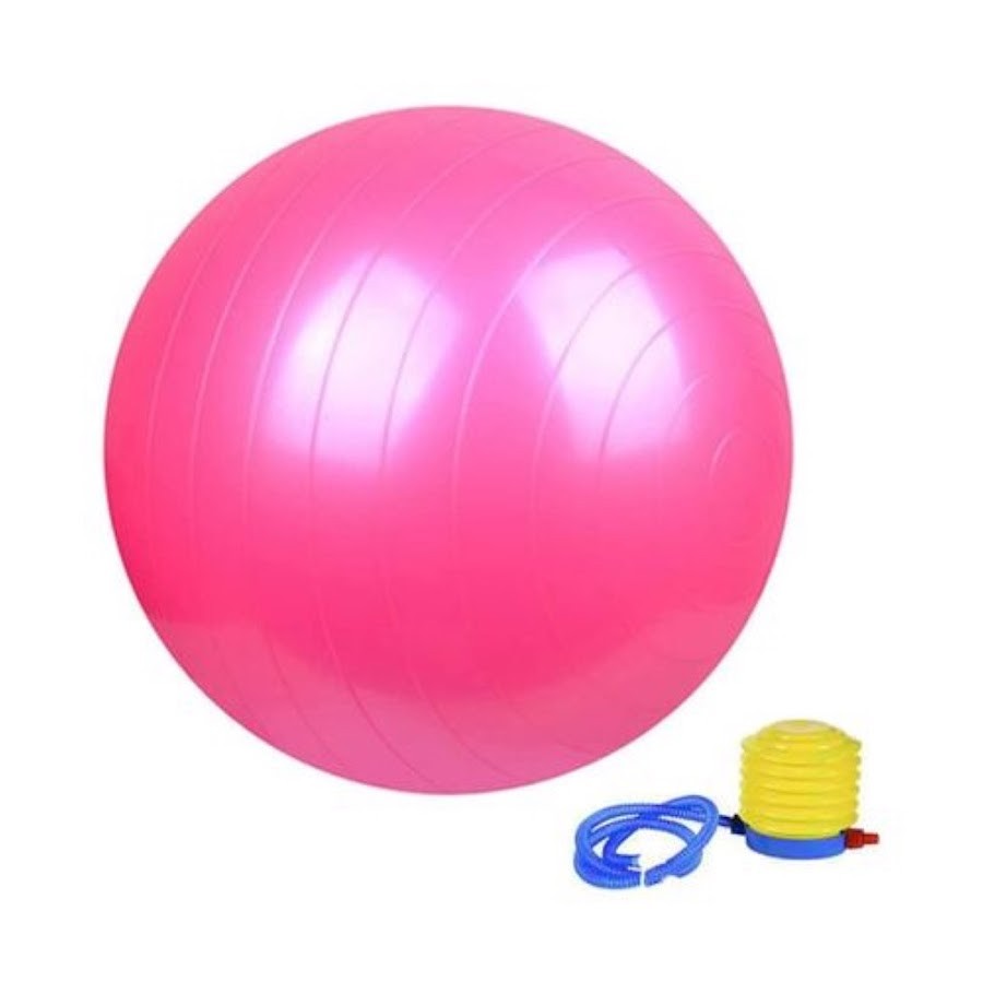 Balón Inflable Yoga Pilates 75cm con Inflador Color Rosado
