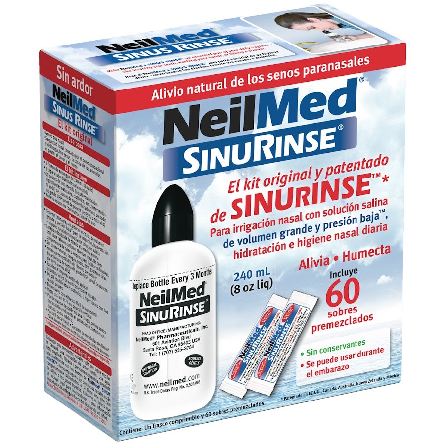 Sinus Rinse Adulto Neilmed Kit Botella + Caja x 60 Sobres Cloruro de Sodio