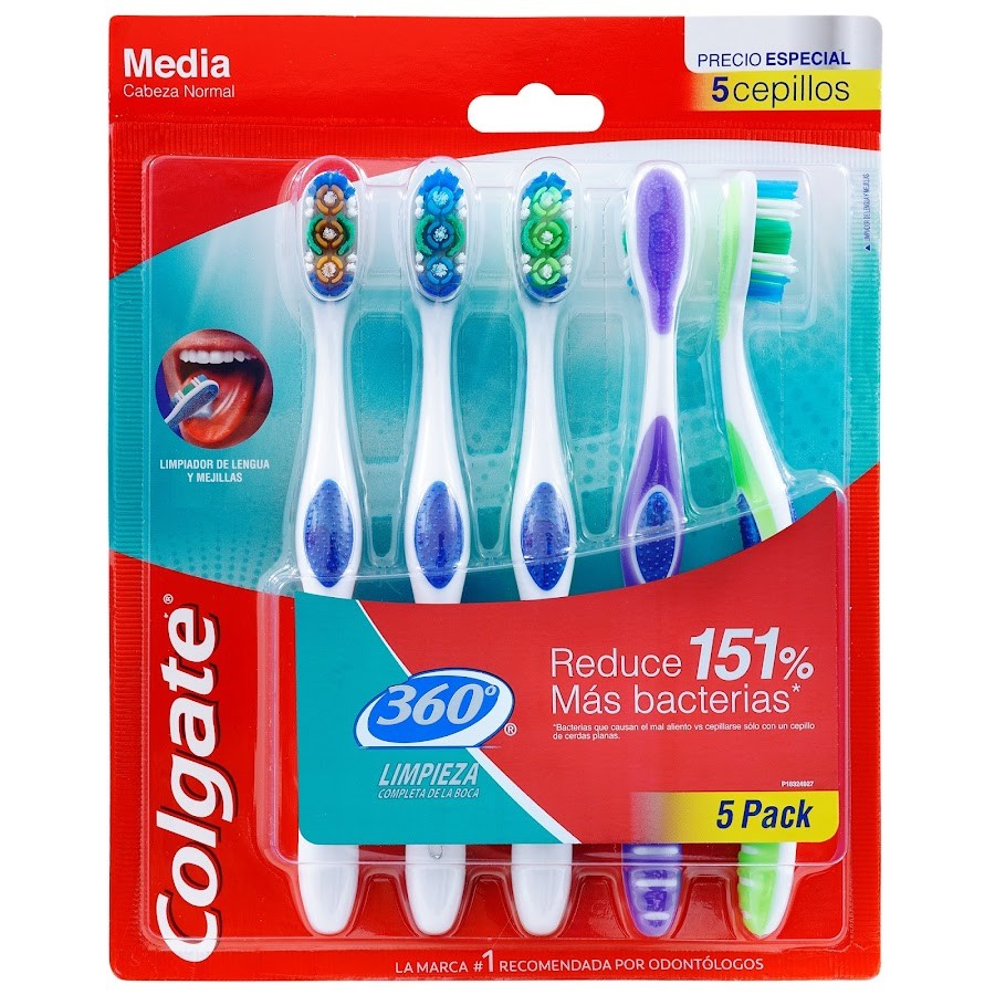OFERTA CEPILLO DENTAL COLGATE 360 BASE X 5 UNIDADES