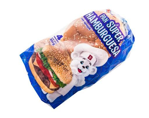 Pan BIMBO Súper Hamburguesa con Ajonjolí x350g. x4Und.