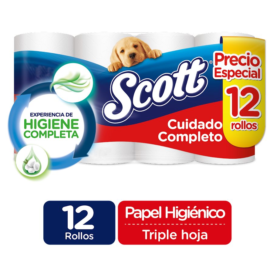 Papel Higiénico Scott Cuidado Completo x 12 Rollos