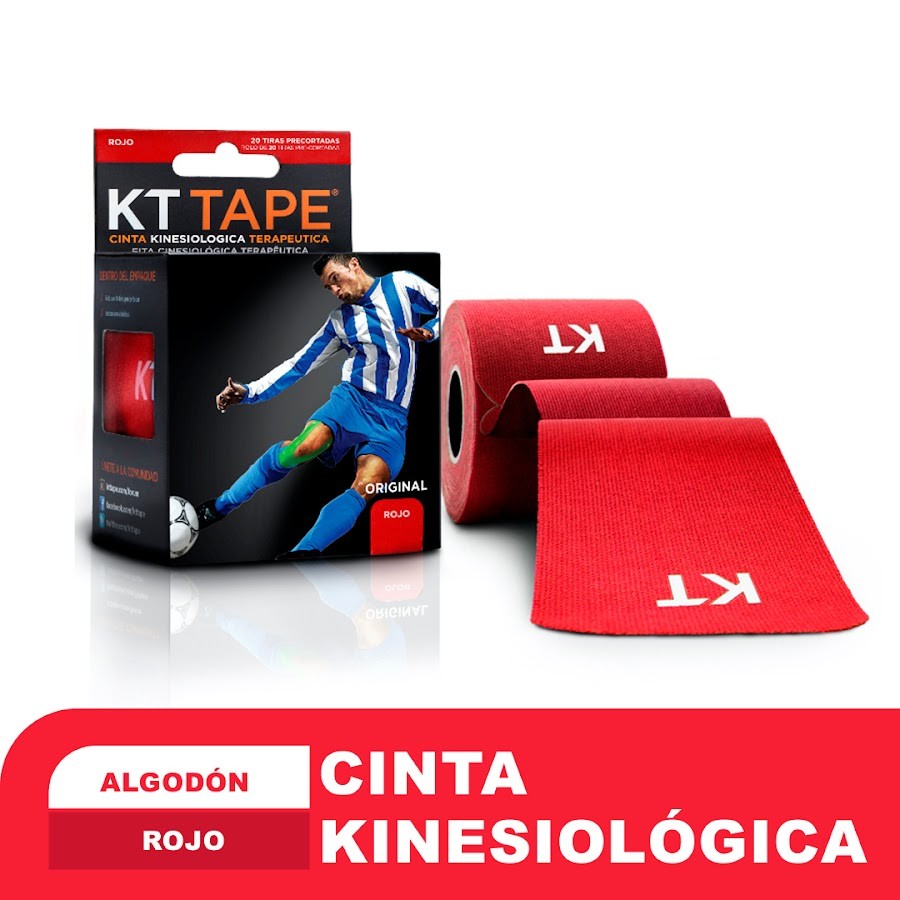 Cinta KT Deportiva Pro Deportiva Elástica Algodón Rojo Pre Cortado x20 tiras