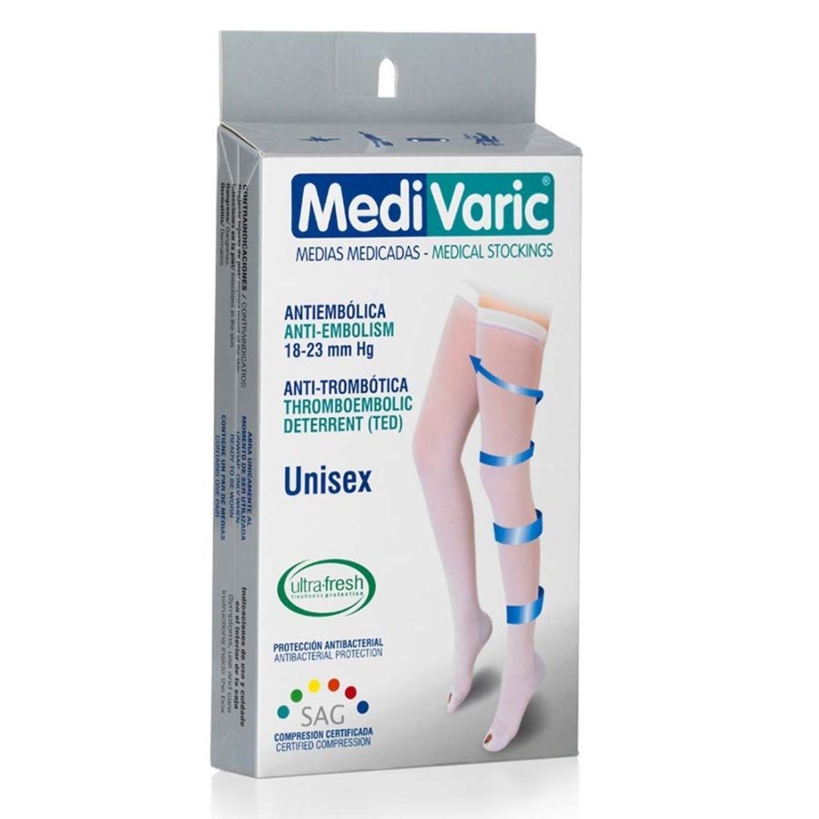Media Medi Varic Antiembólica Muslos Unisex S Blanco x 1Par