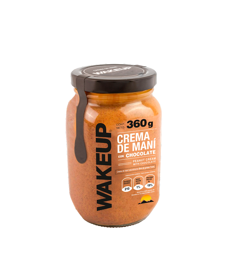 Crema de Maní Sabor Chocolate Frasco x 360gr Wake UP