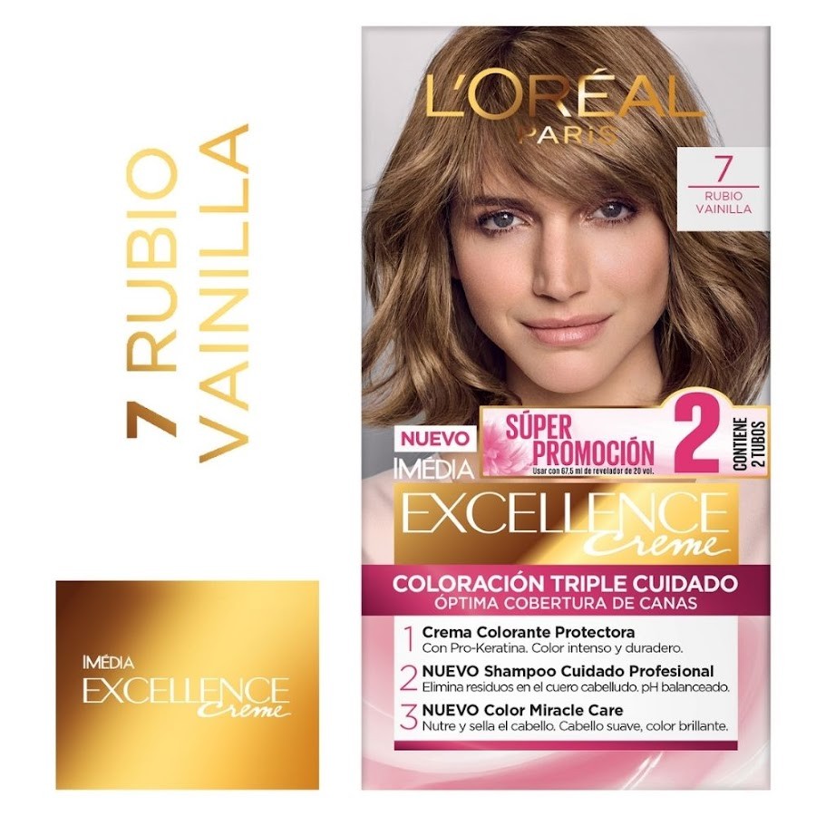 Oferta L´OREAL EXCELLENCE CREME Rubio 7 Promoción Especial x2tub