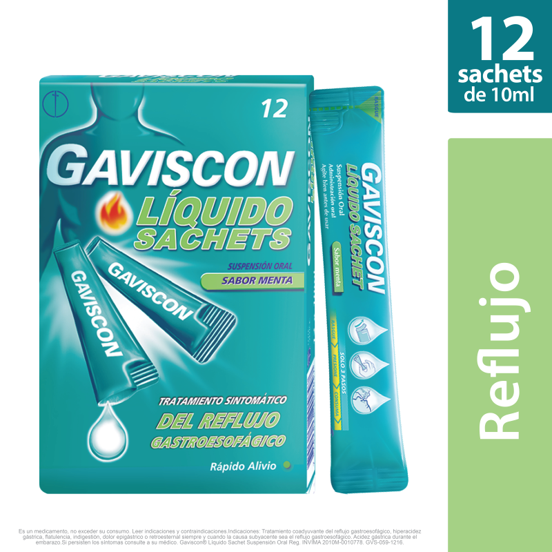 GAVISCON MENTA SUSPENSIÓN ORAL SACHETS X12SCH. REC ALGINATO DE SODIO