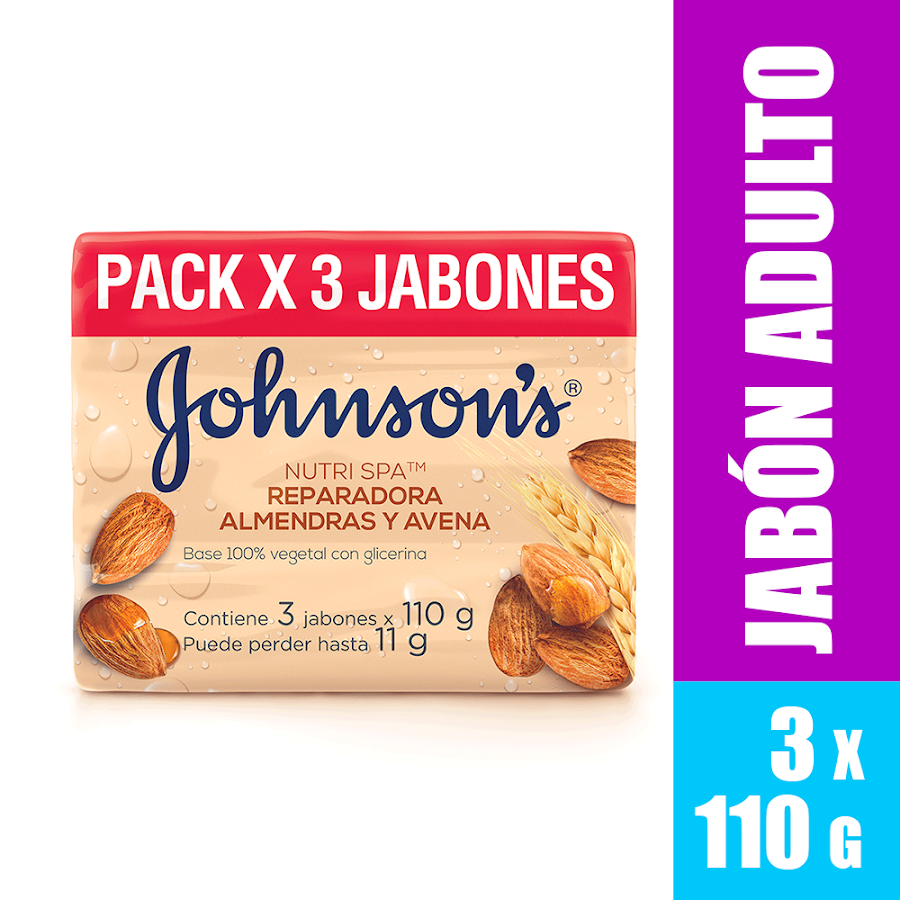 Jabón Johnson's en Barra Almendras y Avena Paq x3 Uni x 110Gr