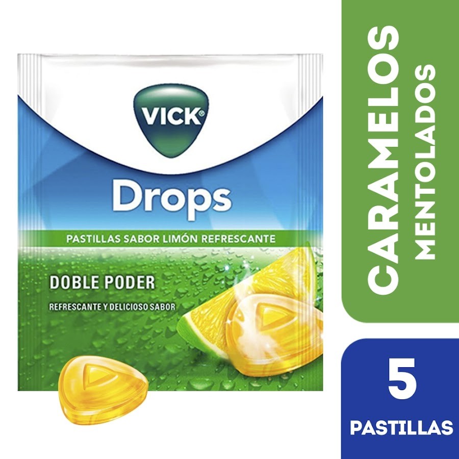 Fracción Vick Drops Limón Refrescante Pastilla Sobre X5Pas. P&G