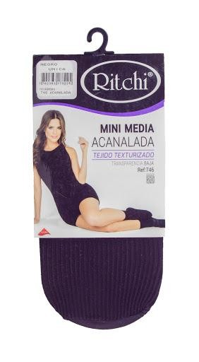 Medias Ritchi Mini Acanalada Lycra Única Negro X1Und.