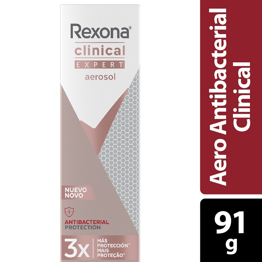 Desodorante Rexona Clinical Mujer Expert Antibacterial Aerosol x 91Gr