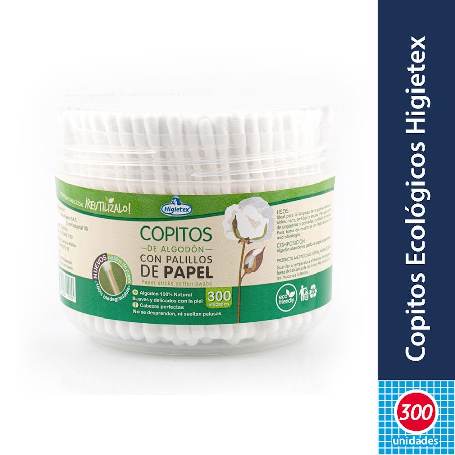 Copitos Higietex Hisopo con Palillos de Papel x 300Und