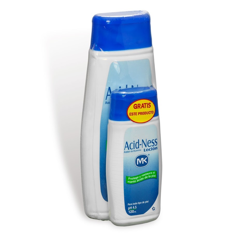 Oferta Acid-Ness MK Acetato de Aluminio pH 4.5 Loción x 400Ml + Acid-Ness Locion x 120Ml