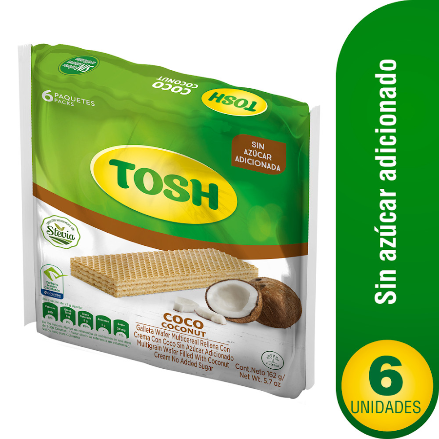 Galletas Tosh Wafer Multicereal Coco BolsaX6Und